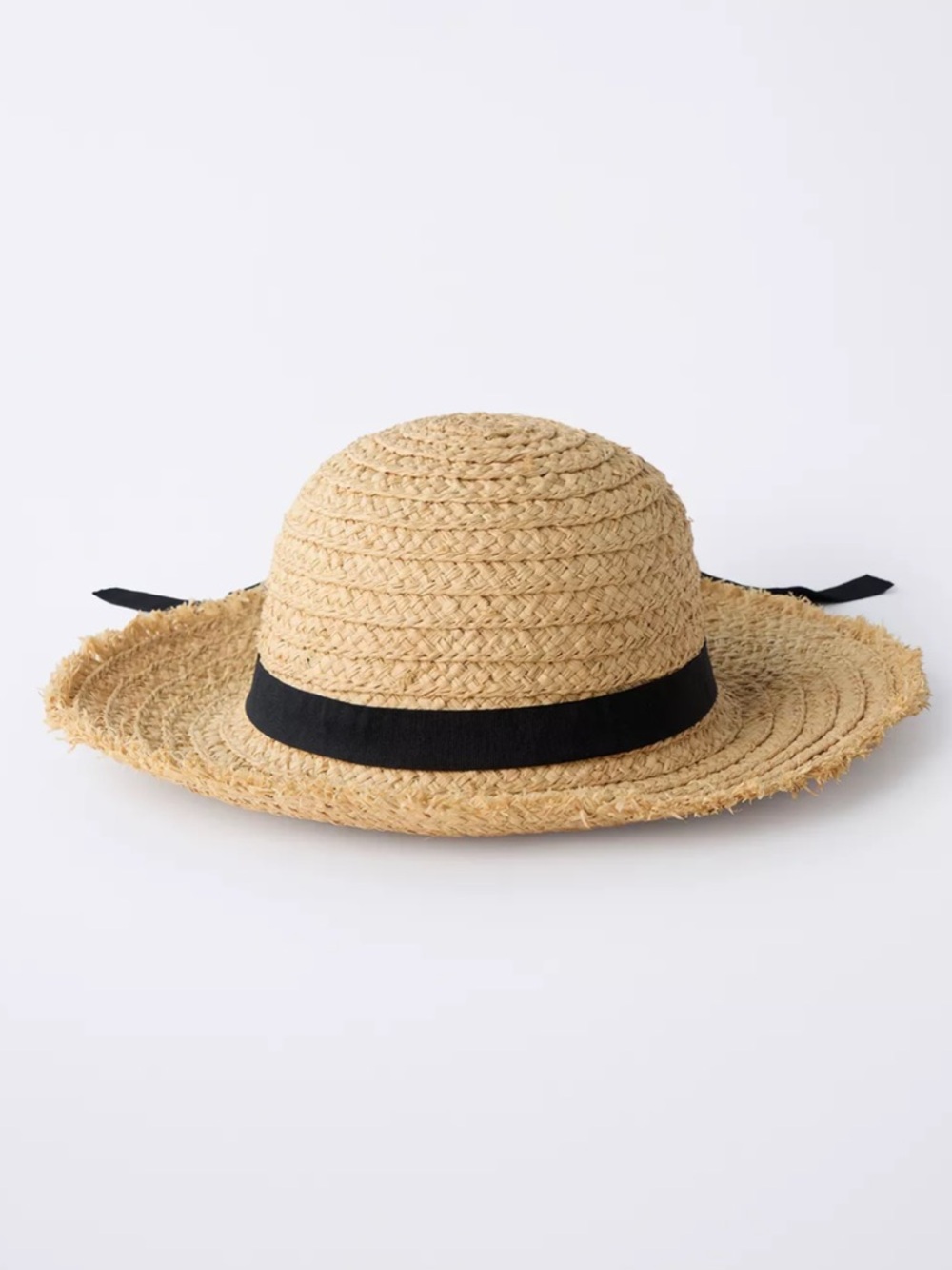 ZARA FRAYED RAFFIA BOATER HAT